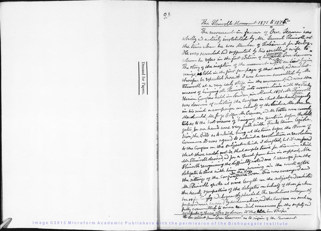 View document: The Plimsoll Movement 1870-1875.