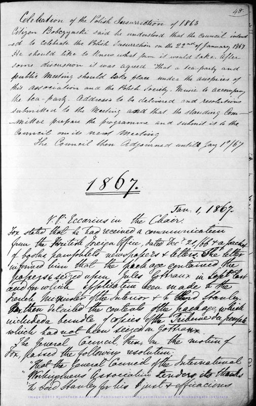 View document: International Working Men's Association 1867.