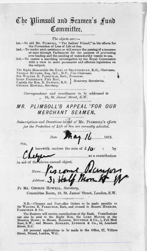 View document: Plimsoll and Seamen's Fund Printed Items.