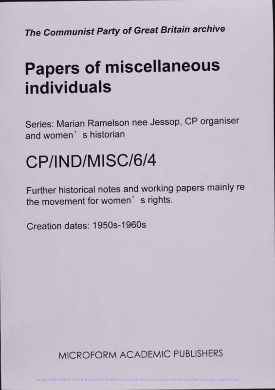 View document: Research notes on the women’s rights movement (ii), 1960s.