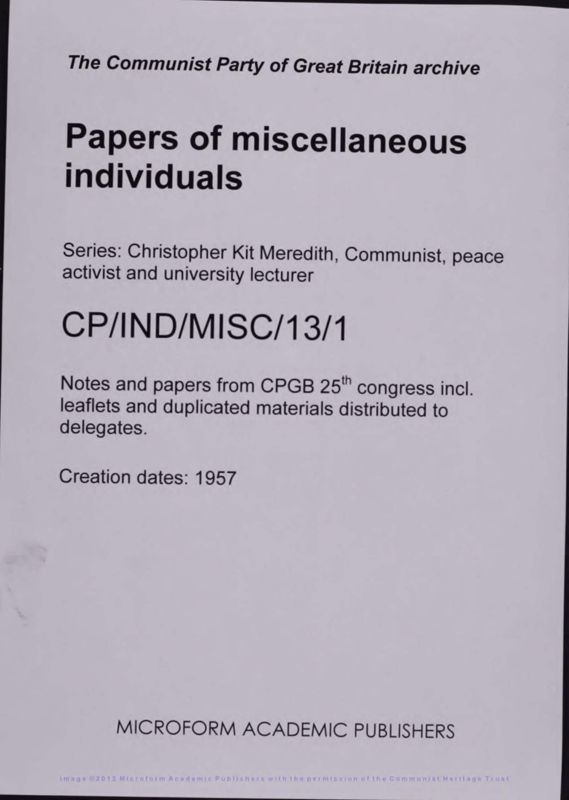 View document: Material from the 25th National Congress, 1957.