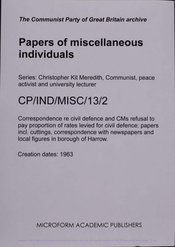 View document: Material on civil defence and nuclear weapons, 1963.