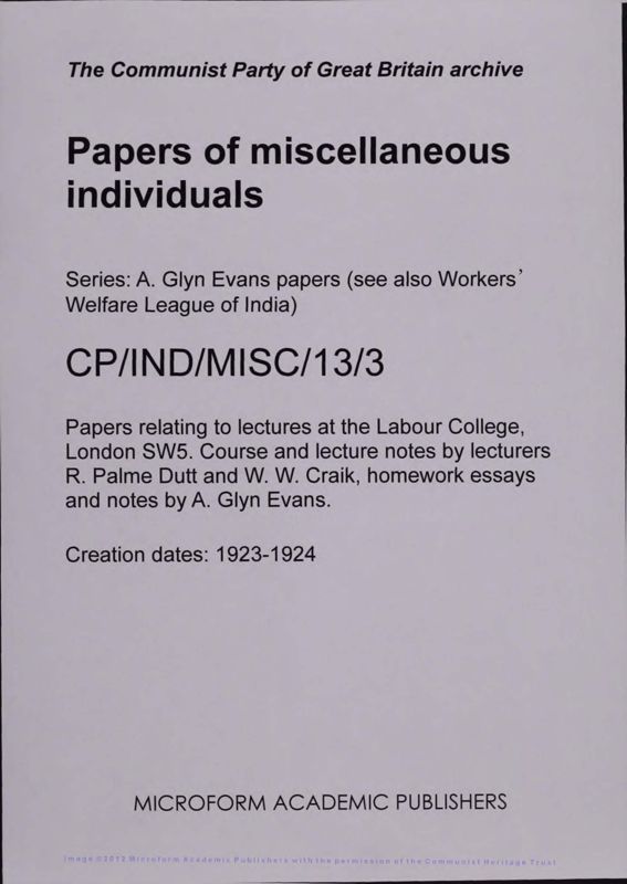 View document: Material from the Labour College, 1923-1924.
