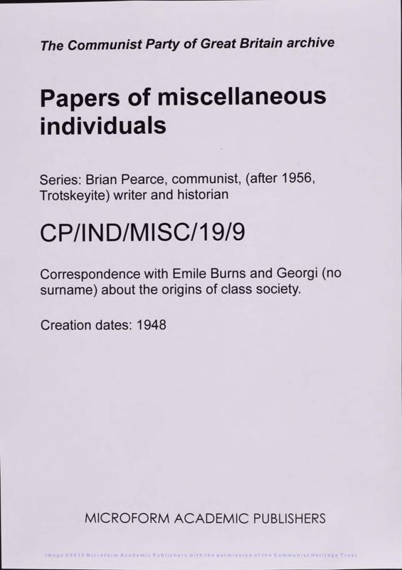 View document: Brian Pearce on Marxist theory, 1948.
