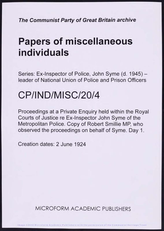 View document: Legal papers from the private enquiry on Syme’s dismissal, 1924.