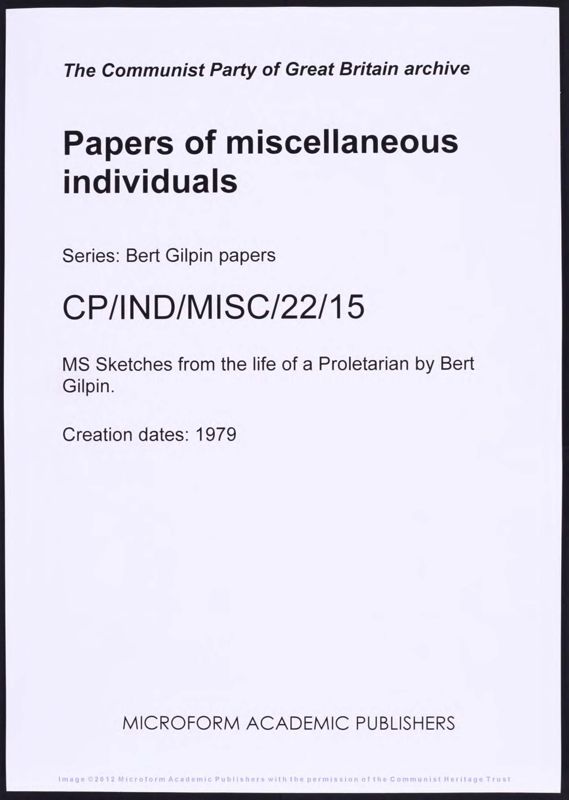 View document: Memoirs of Bert Gilpin, 1979.