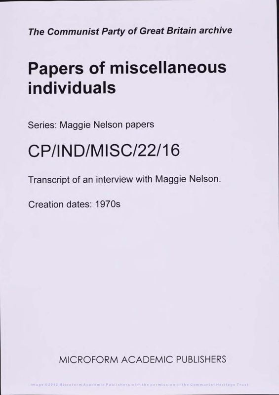 View document: Interview with Maggie Nelson, 1970s.