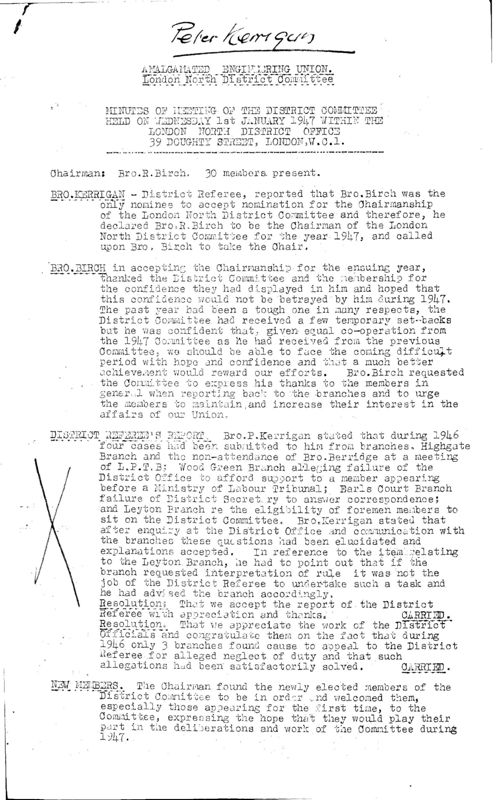 View document: Material related to Peter Kerrigan, 1947-1974.