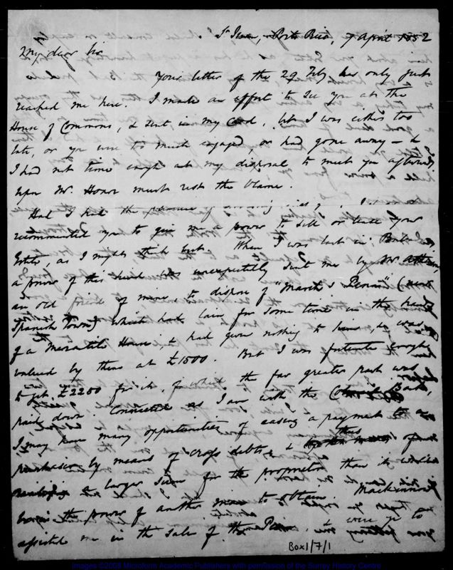 View document: Correspondence concerning proposed sale of Amity Hall Estate.