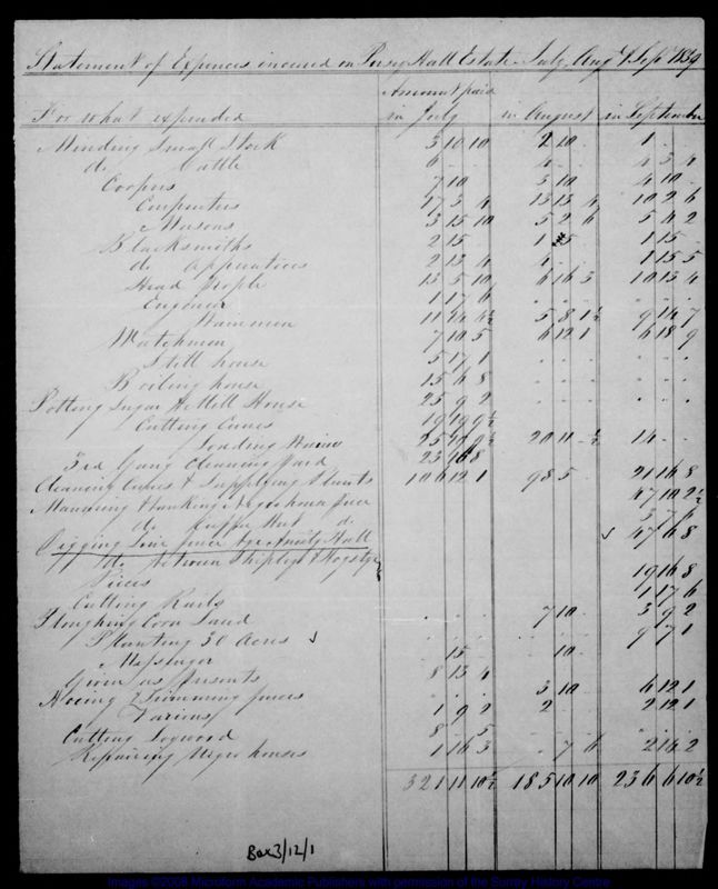 View document: Statements of expenditure for labour (Jan-Oct 1840).