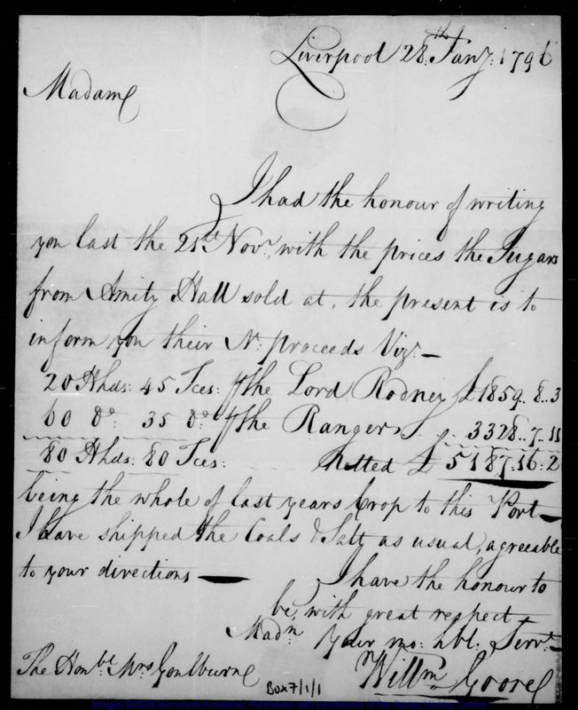 View document: Letters from William Goore (Jan 1796-May 1805).