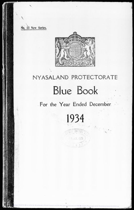 View document: Nyasaland Blue Book 1934.