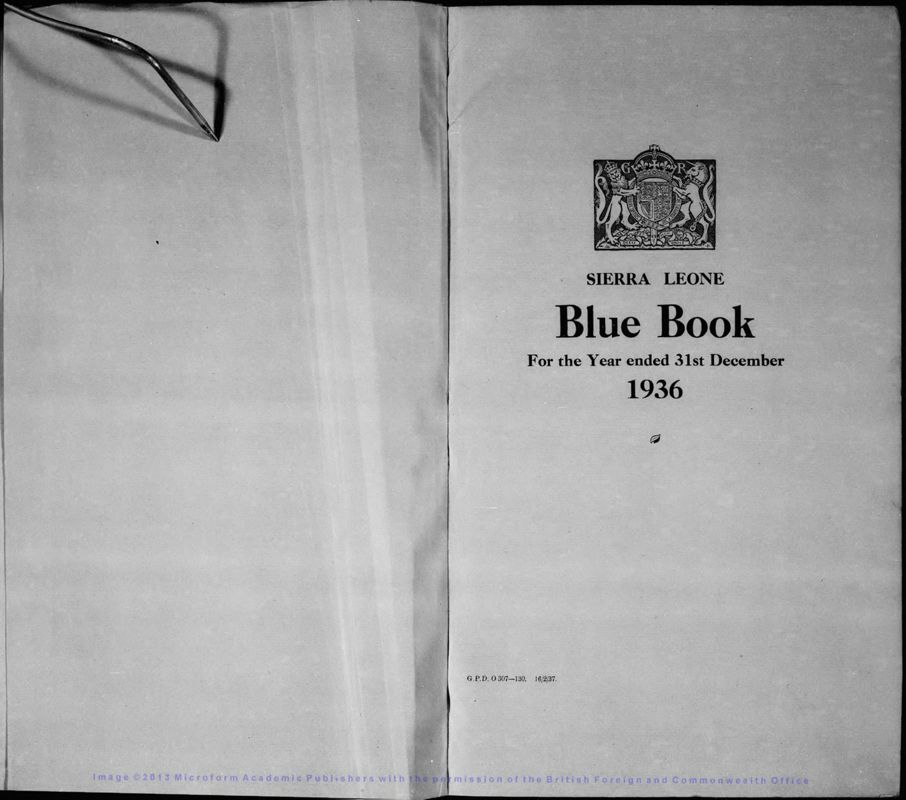 View document: Sierra Leone Blue Books 1936.