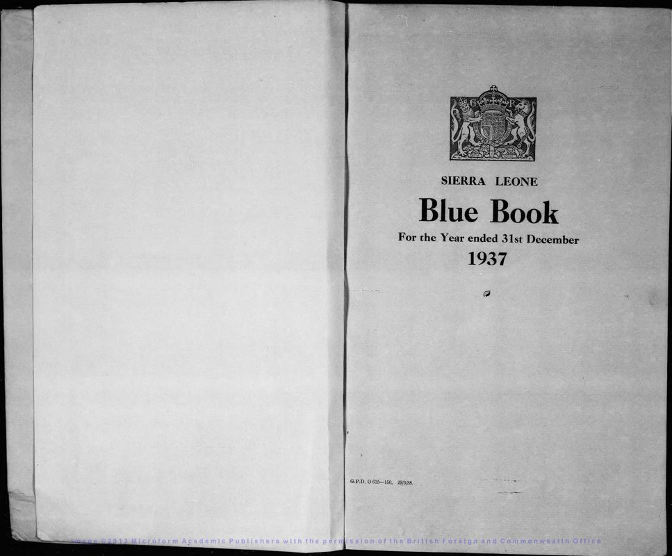 View document: Sierra Leone Blue Books 1937.