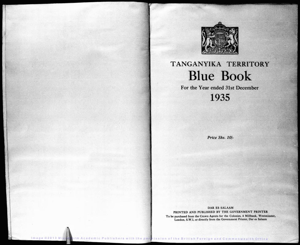 View document: Tanganyika Blue Book 1935.