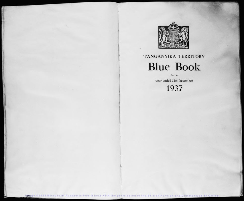 View document: Tanganyika Blue Book 1937.