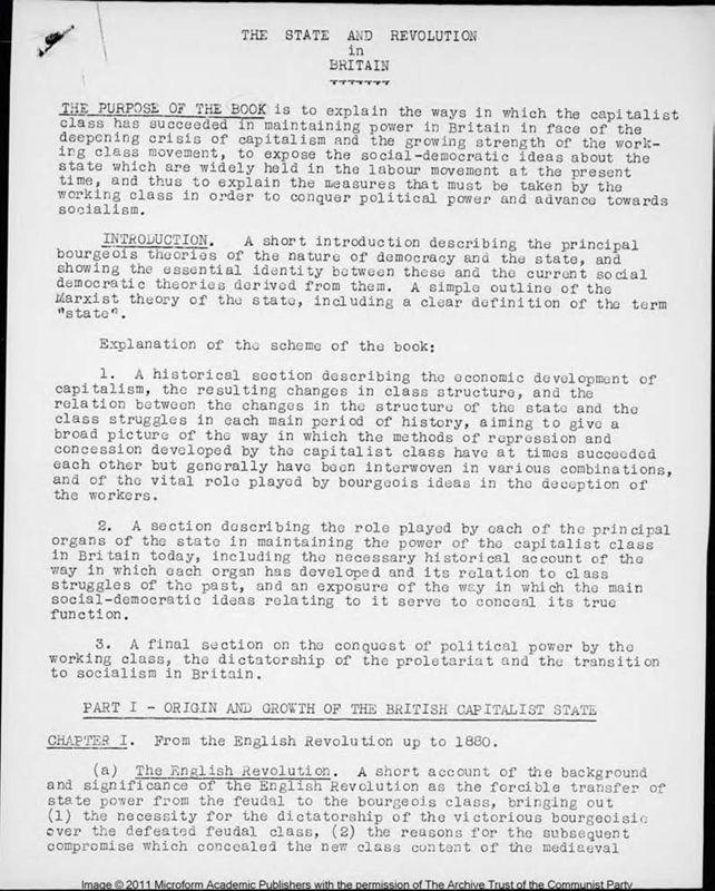 View document: Draft copy of 'The British State', n.d..
