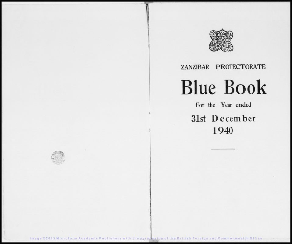 View document: Zanzibar Blue Book 1940..