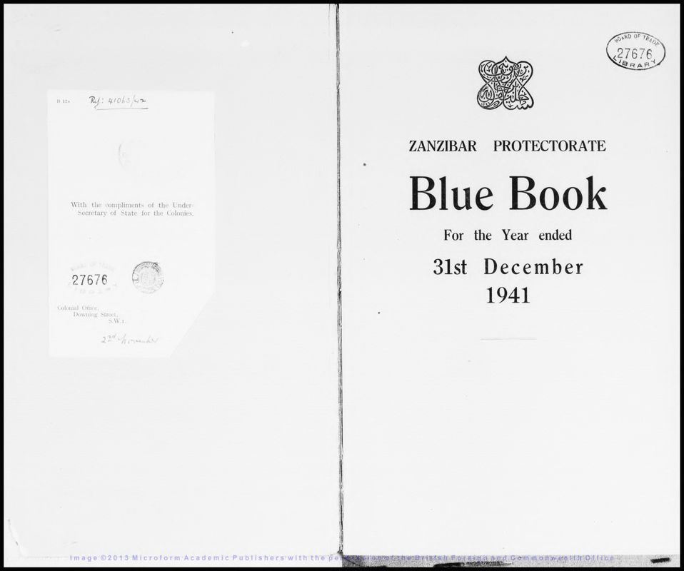View document: Zanzibar Blue Book 1941..