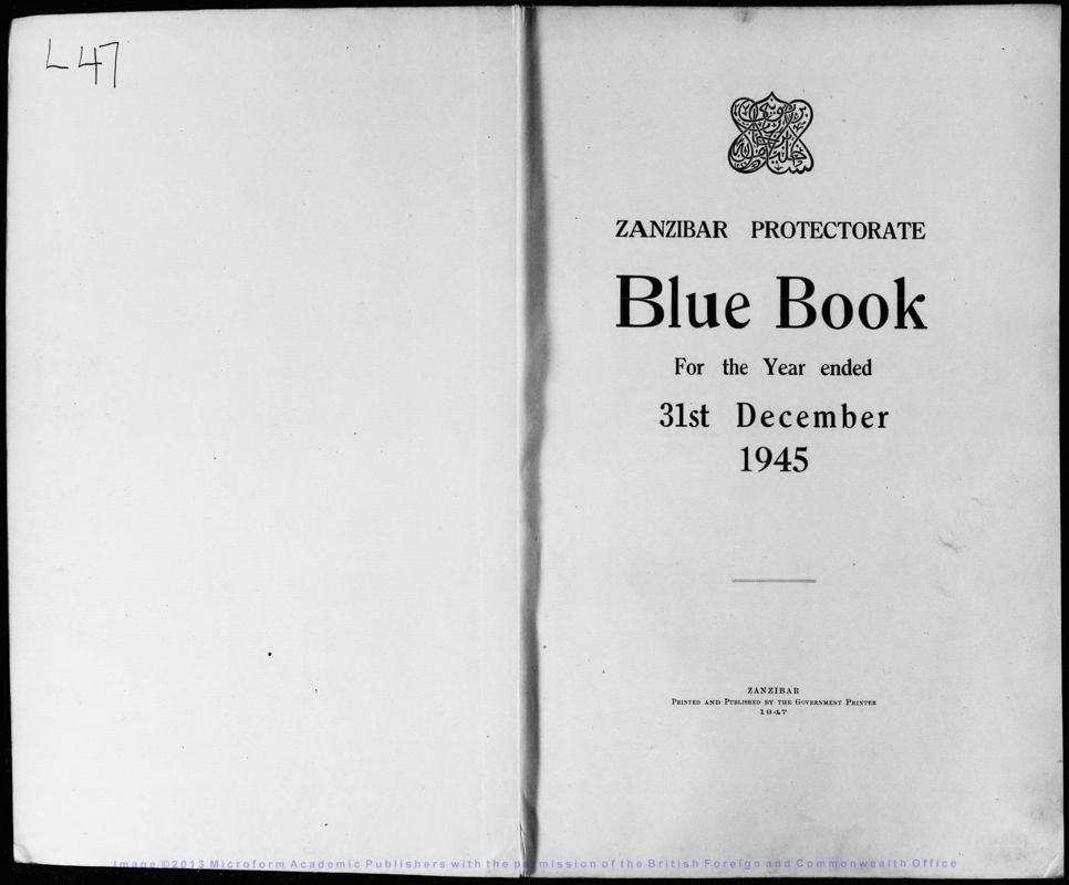 View document: Zanzibar Blue Book 1945..
