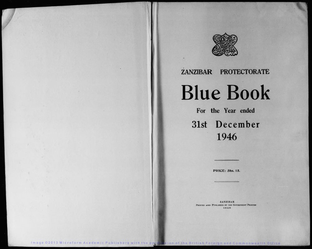 View document: Zanzibar Blue Book 1946..