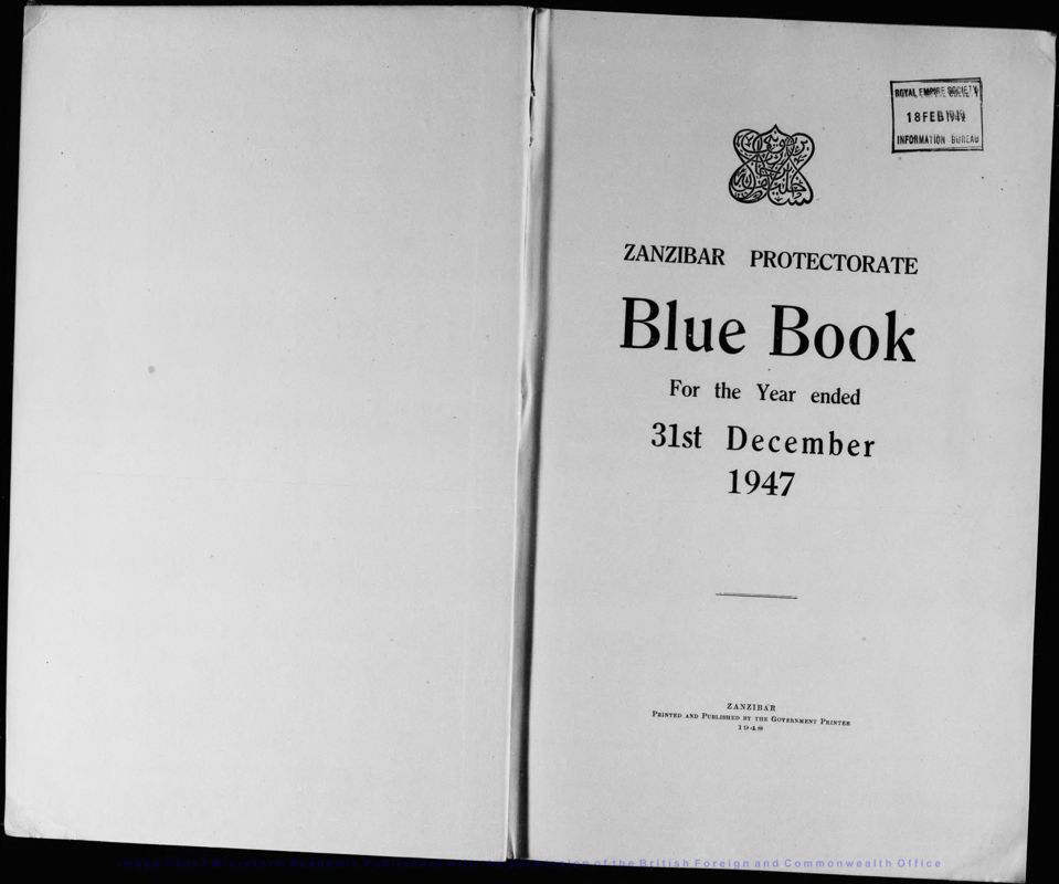 View document: Zanzibar Blue Book 1947..