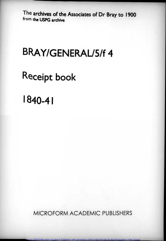 View document: Receipt book. 1840-41..