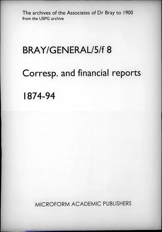 View document: Correspondence and financial reports. 1874-94.