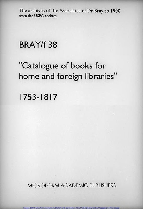 View document: Catalogue of books for home and foreign libraries. 1753-1817..