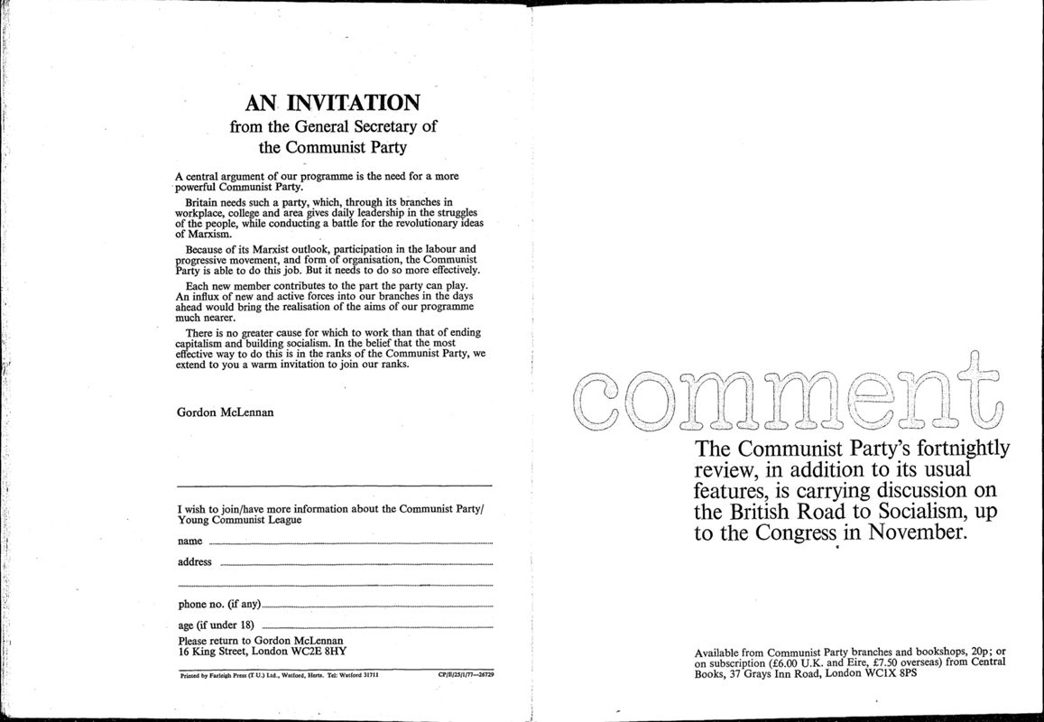 View document: Correspondence and contributions received by ‘Comment’ readers, 1977.