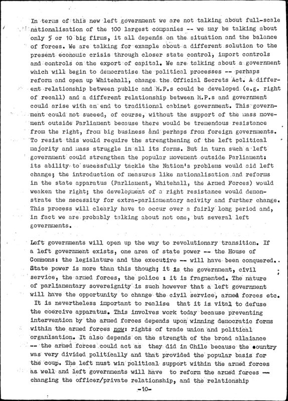 View document: George Matthews notes regarding discussions with party organisations, 1977.