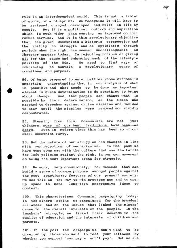 View document: Further amendments discussed by the Executive Committee, May 1989.