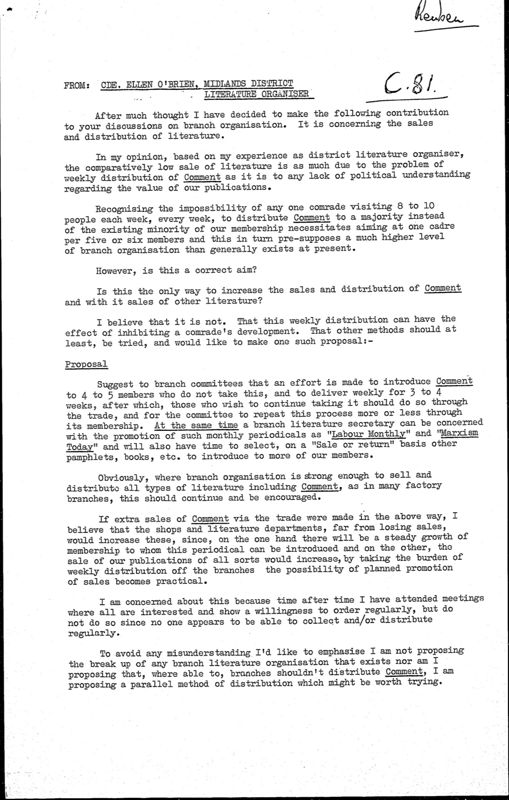View document: Submissions by party groups and other individuals, 1964-1965.