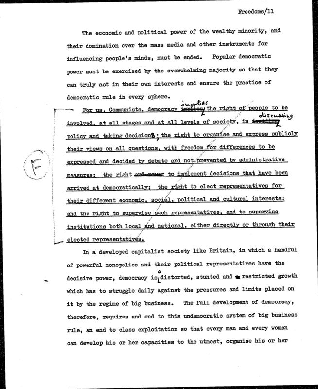 View document: Material related to the “Sub-Committee on Democratic Rights”, 1977-1979.