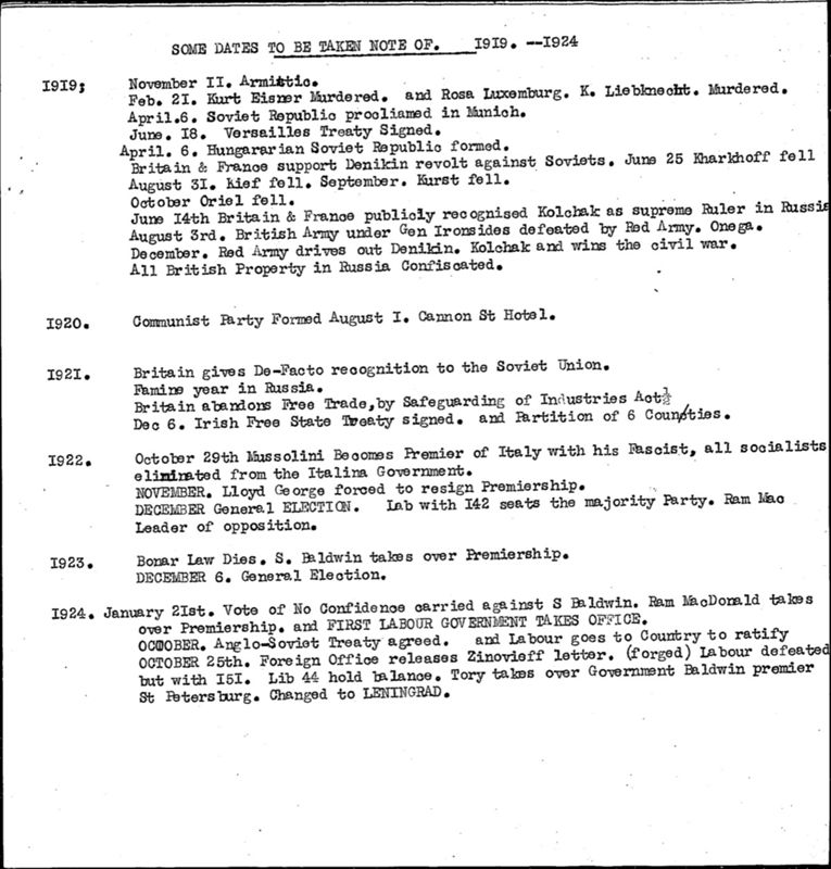 View document: Notes and draft material from the “Party History Commission”, 1957.