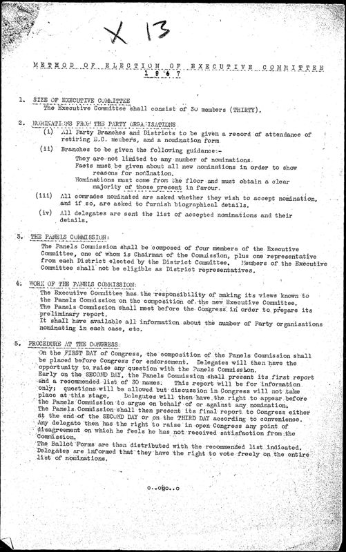View document: Reports of the “Commission on the Election Method of the Executive Committee”, 1945-1947.