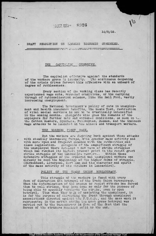 View document: Draft Congress resolutions, 1932.