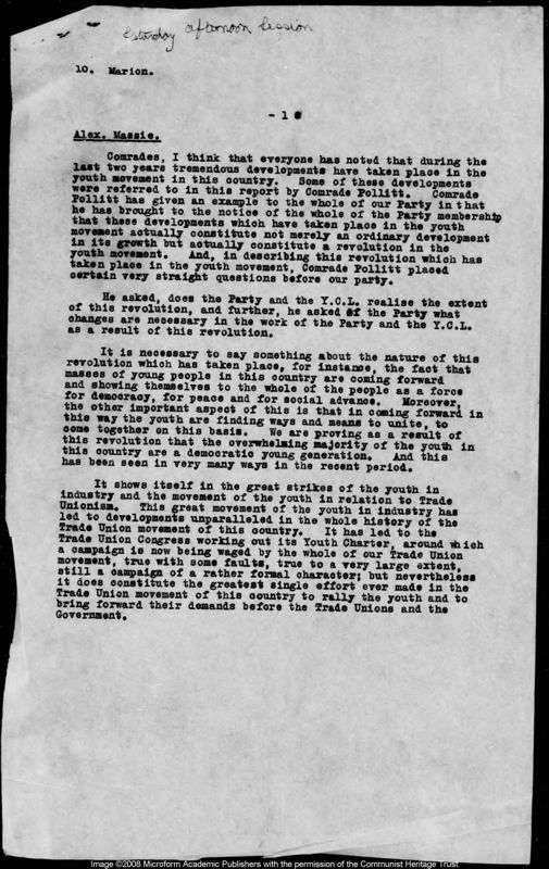 View document: Congress proceedings, Saturday PM 1938.