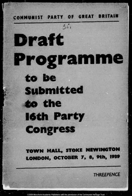 View document: Material from the cancelled Sixteenth Congress, 1939.