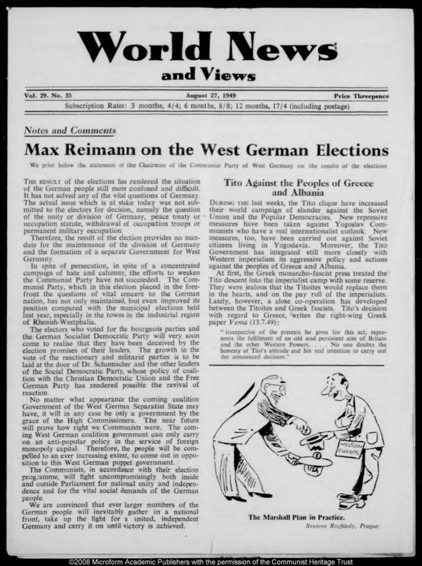 View document: Press coverage, 1949.