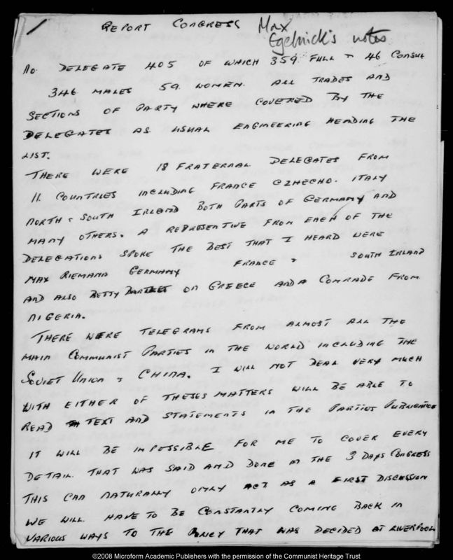 View document: Papers of Max Egelnick, 1949.