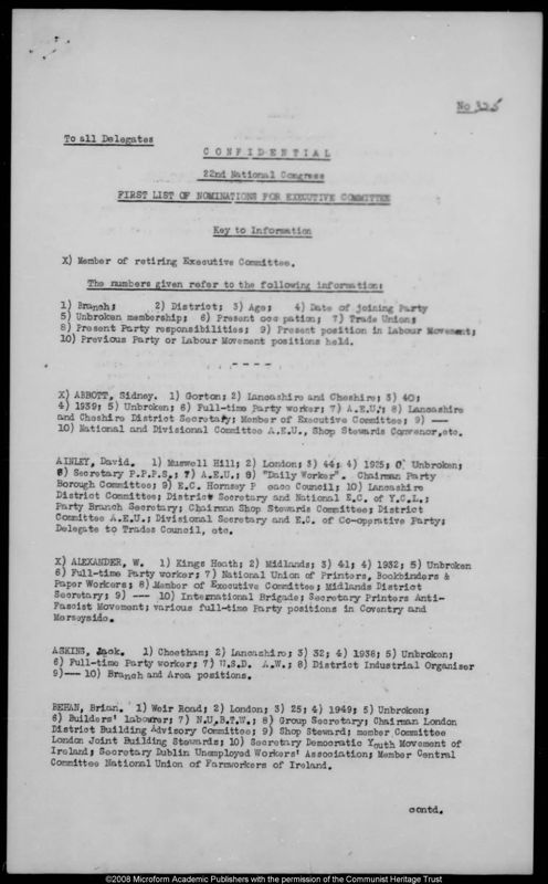 View document: Papers of George Matthews, 1952.