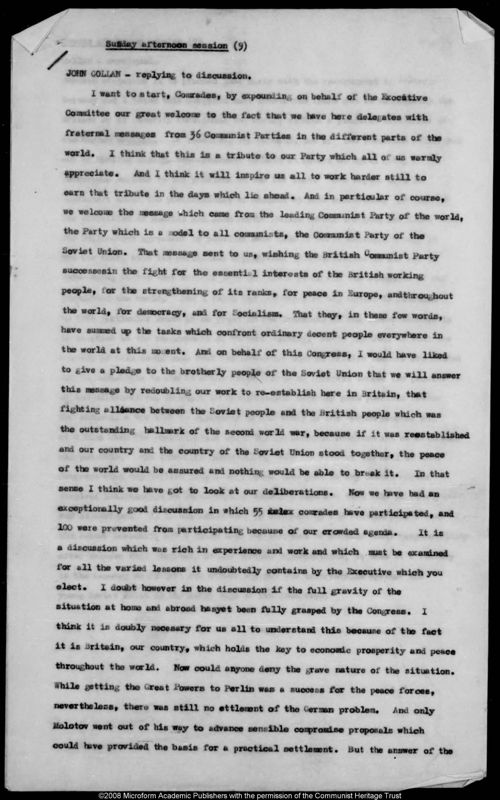 View document: John Gollan’s report to Congress, 1954.