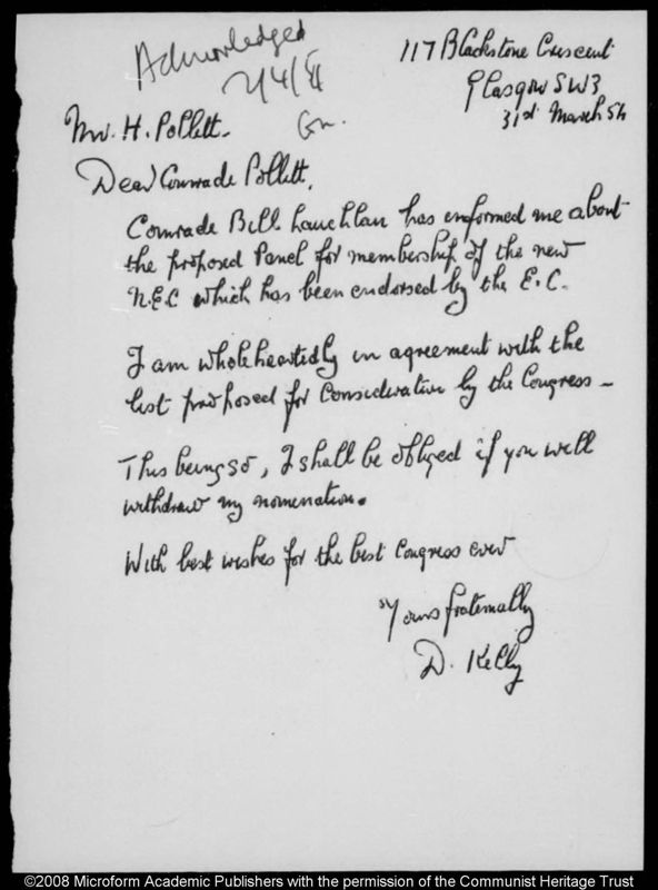 View document: Discussions on the composition of the new Executive Committee, 1954.