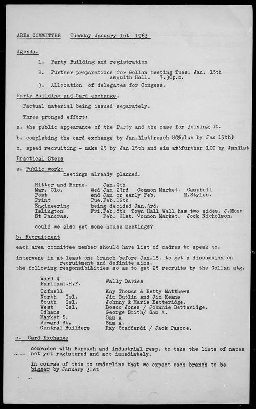 View document: London District Congress materials, 1963.