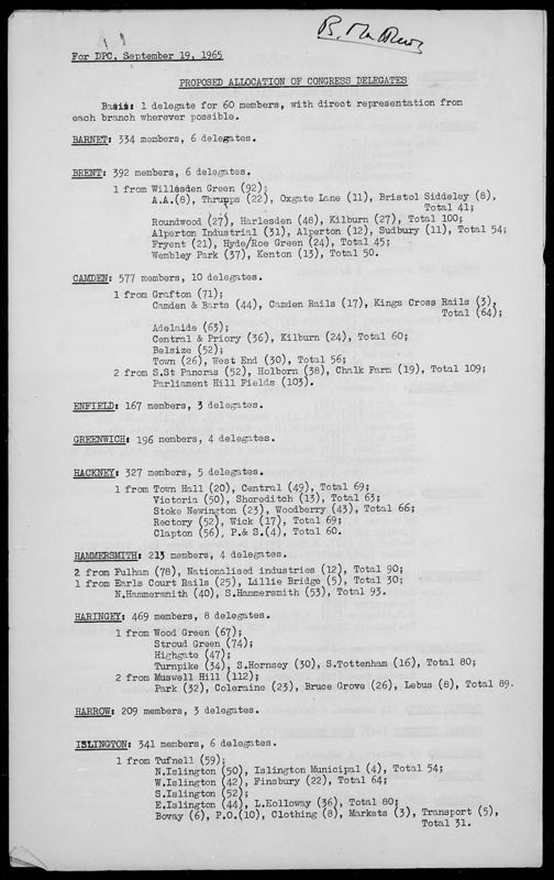 View document: London District materials, 1965.