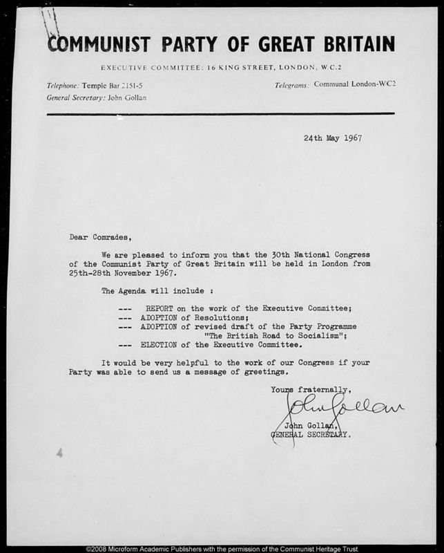View document: Fraternal greetings, 1967.