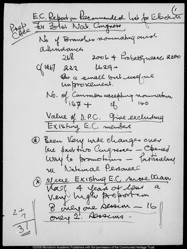 View document: Material of the Elections Preparations Committee, 1967.