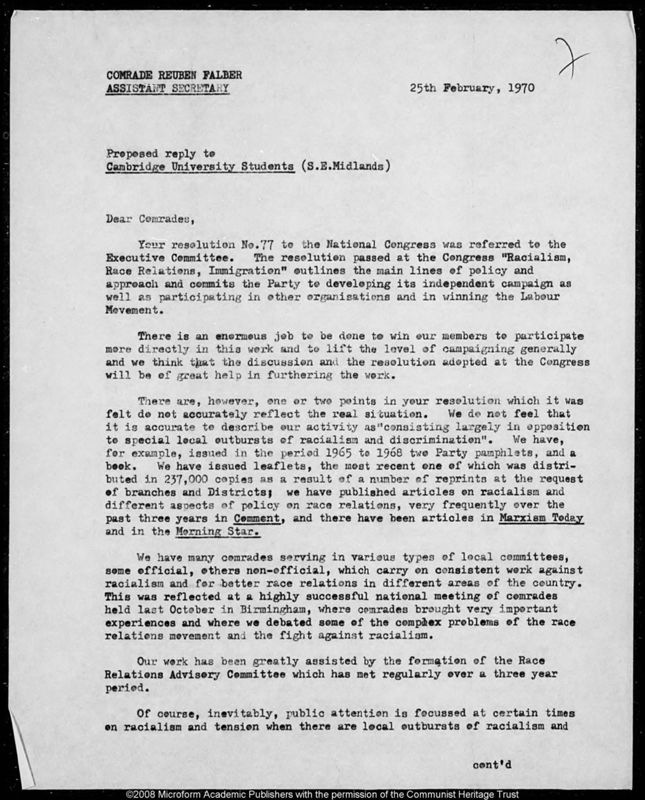 View document: Correspondence on resolutions, 1969.