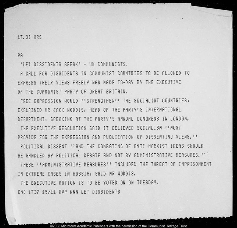 View document: Papers of Jack Woddis, 1975.